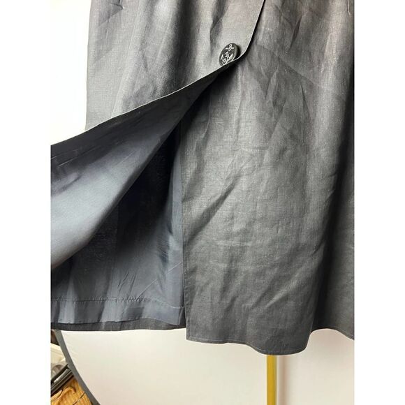 VTG Valentino Miss V Black Linen Skirt with Satin Waist Sz. 46 (US 16) - Picture 3 of 8